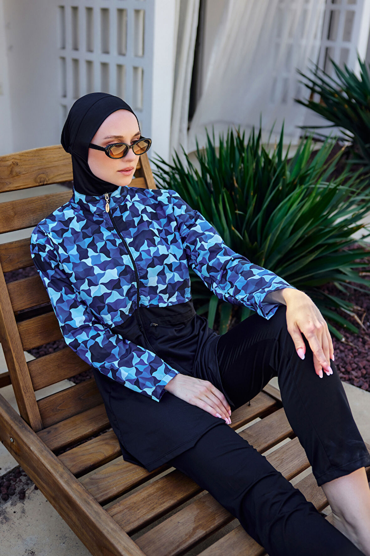 Tam Kapalı Tesettür Mayo Siyah R5100 Su | XL