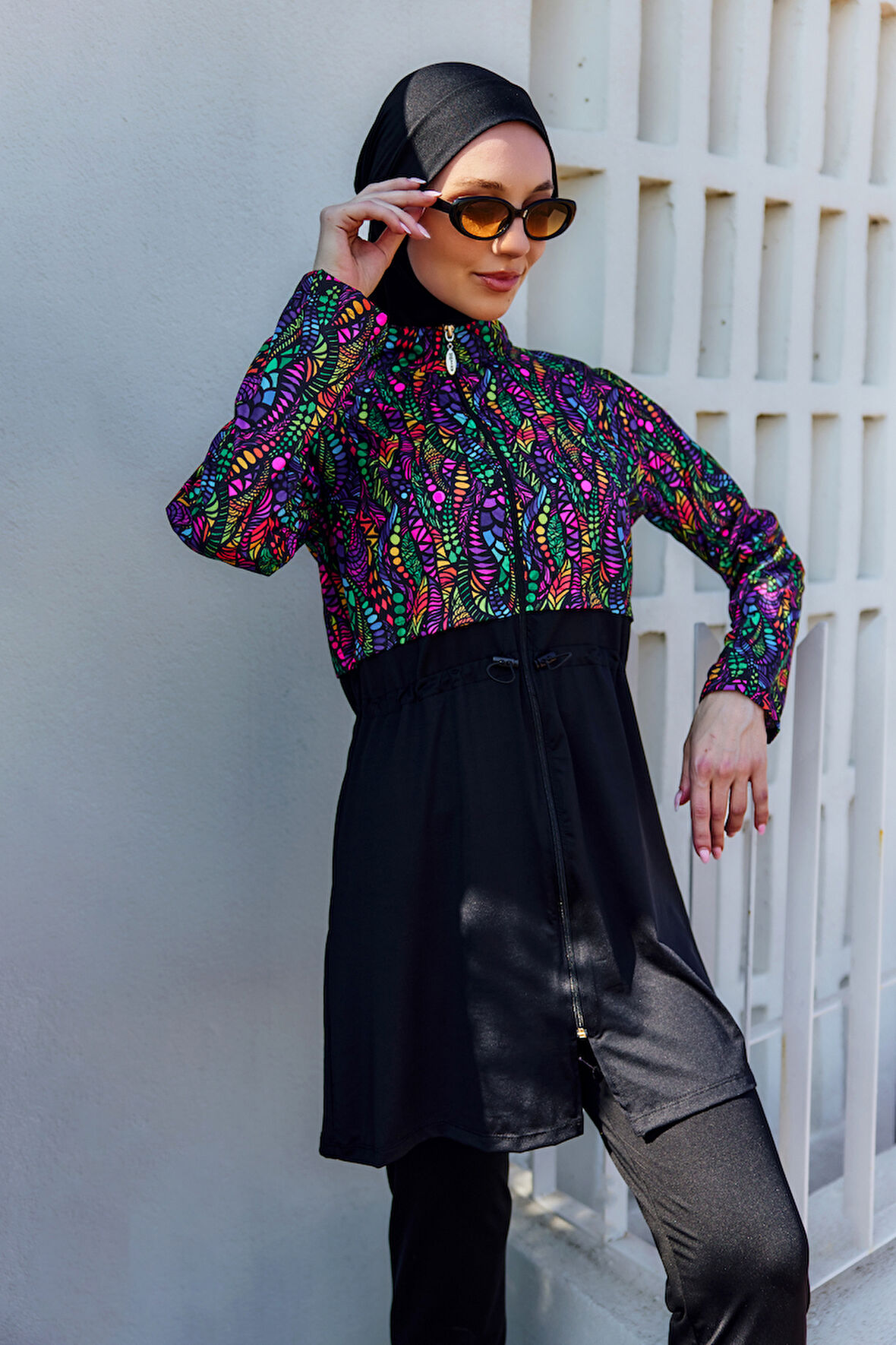 Tam Kapalı Tesettür Mayo Siyah01 R5101 Neşe | XL