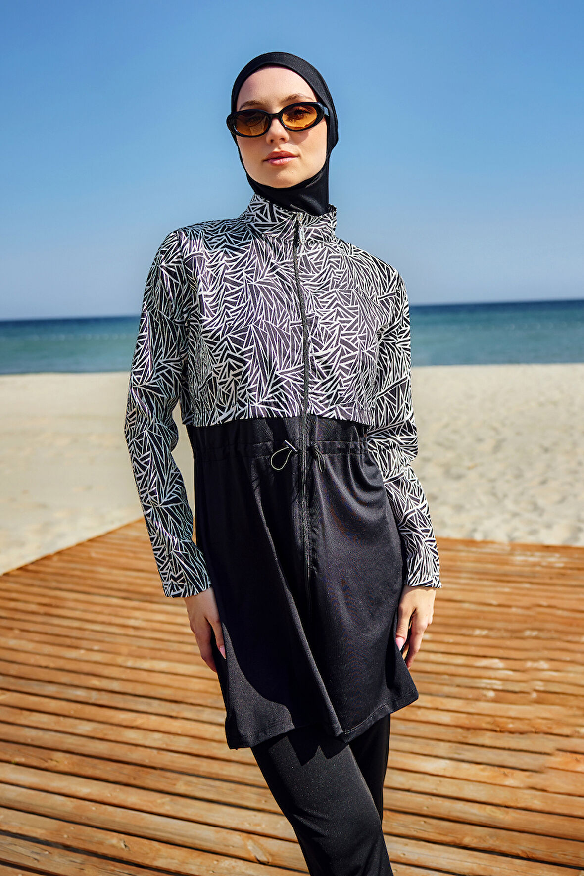 Tam Kapalı Tesettür Mayo Siyah02 R5102 Beliz | 3XL