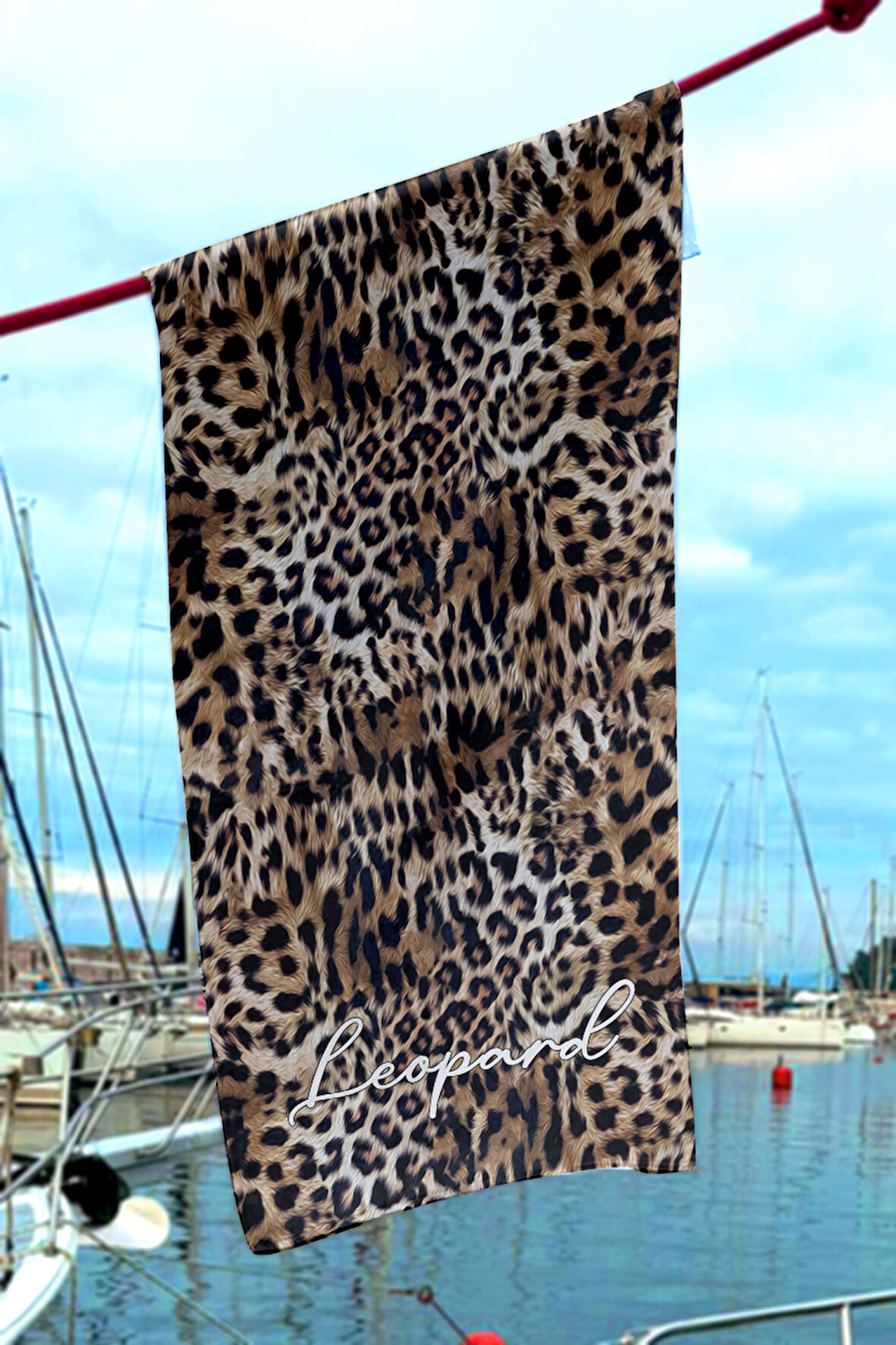 Leopar Desenli Deniz Havuz Plaj Havlusu 097 Kahverengi | Standart