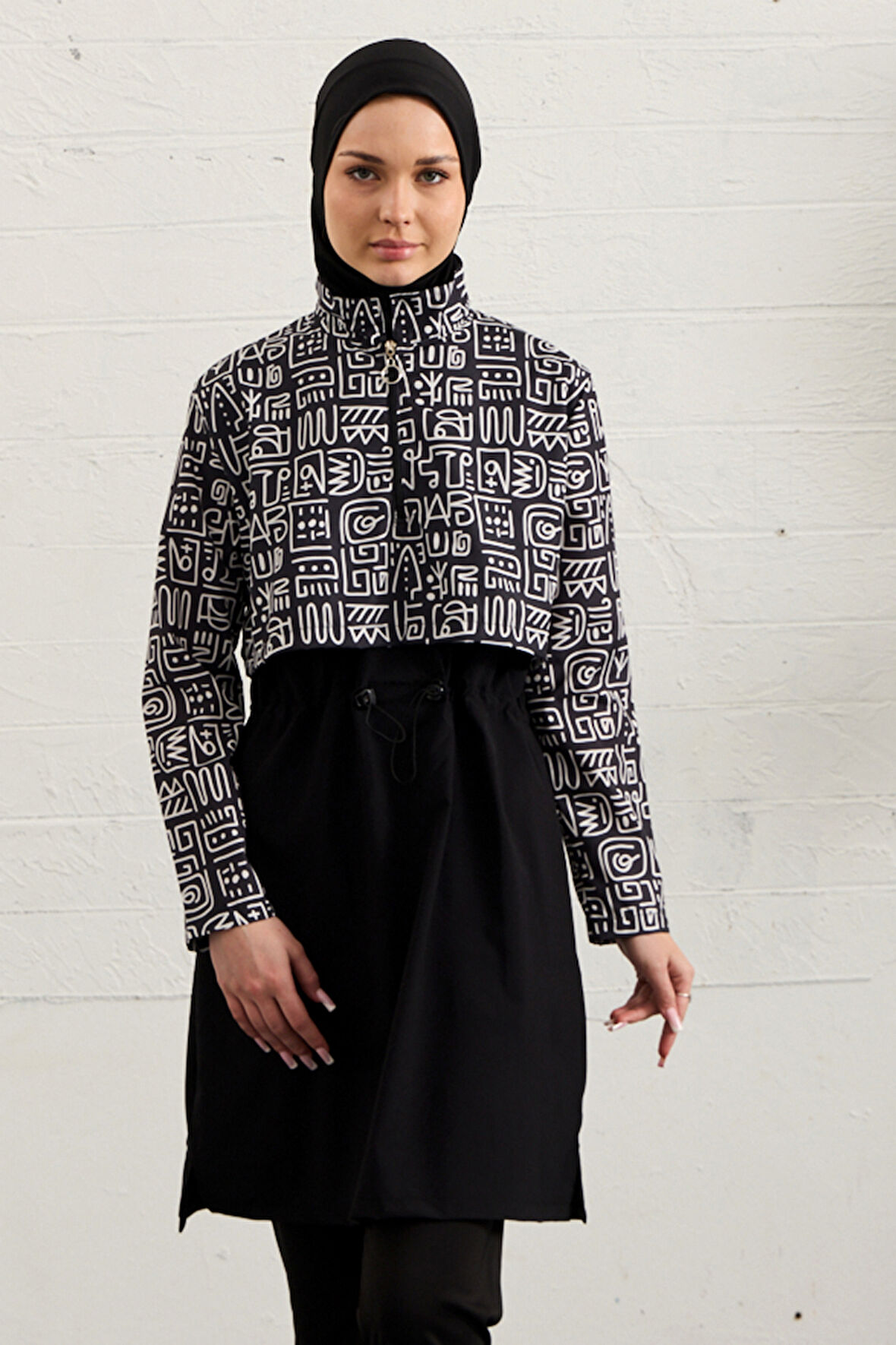 Spor Likra Tam Kapalı Tesettür Mayo 1527-41 Siyah02 | 38