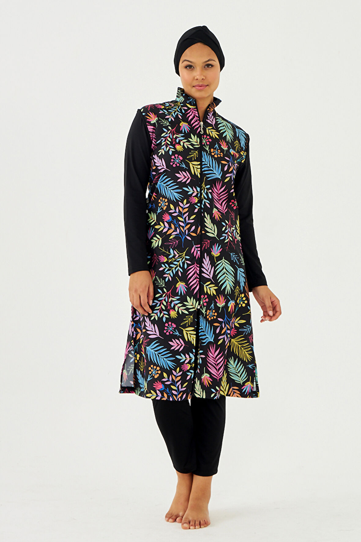 Büyük Beden Tam Kapalı Battal Tesettür Mayo 3429-249 Siyah03 | 52