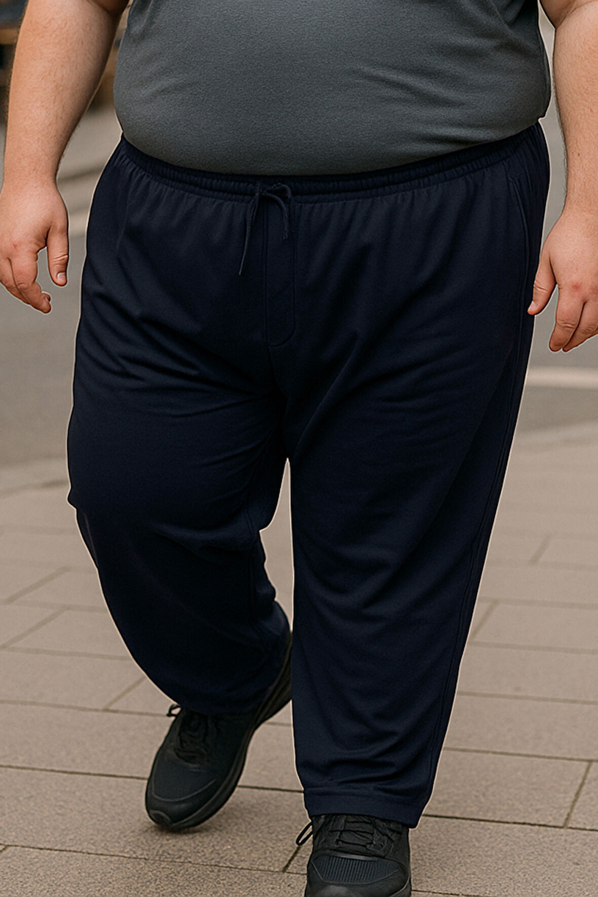 Özel Üretim Büyük Beden Ekstra Battal Pamuk Dokulu Erkek Eşofman Altı 3704 Lacivert | 8XL