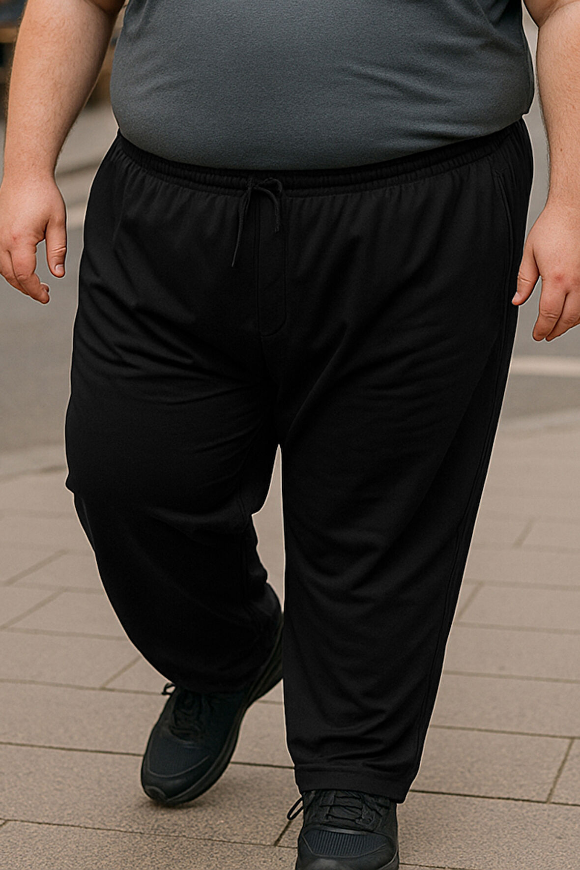 Özel Üretim Büyük Beden Ekstra Battal Pamuk Dokulu Erkek Eşofman Altı 3704 Siyah | 9XL