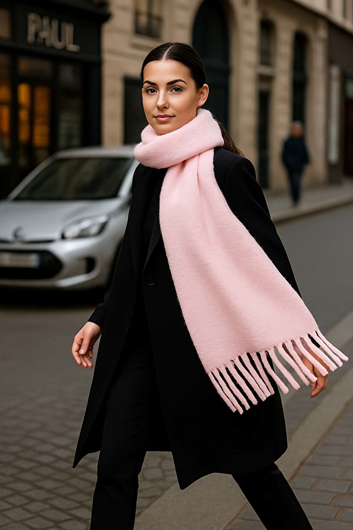 Kadın Püskül Detay Atkı Omuz Şalı 40x200 cm 1295 Pudra | Standart