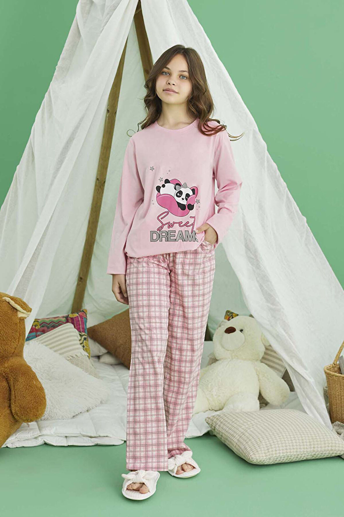 Genç Kız Aydoğan Pamuklu Pijama Takımı 240770 Pudra01 | 14 Yaş