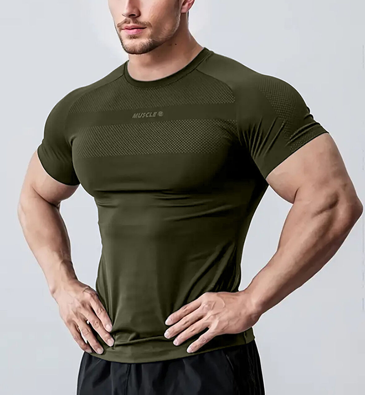 Ghassy Co. Erkek Nem Emici Hızlı Kuruyan Renk Solmayan Atletik Teknik Fitness Spor T-shirt