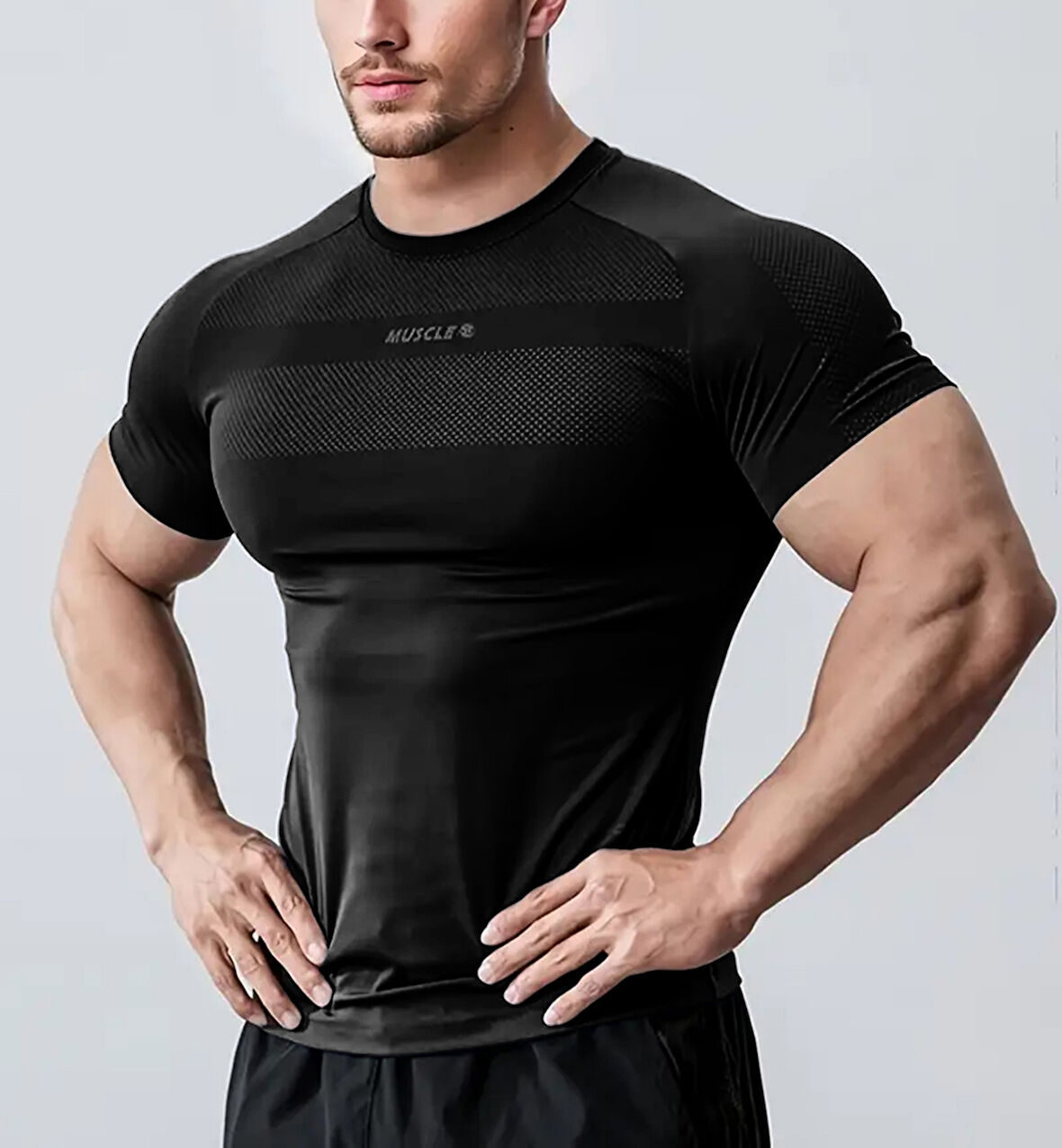Ghassy Co. Erkek Nem Emici Hızlı Kuruyan Renk Solmayan Atletik Teknik Fitness Spor T-shirt