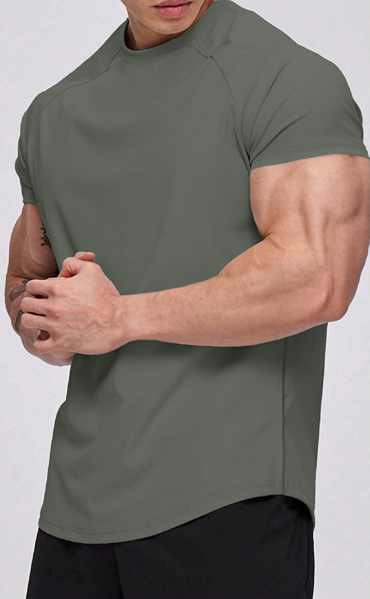 Ghassy Co. Erkek Running Sports Reglan Oval Kesim Penye T-shirt