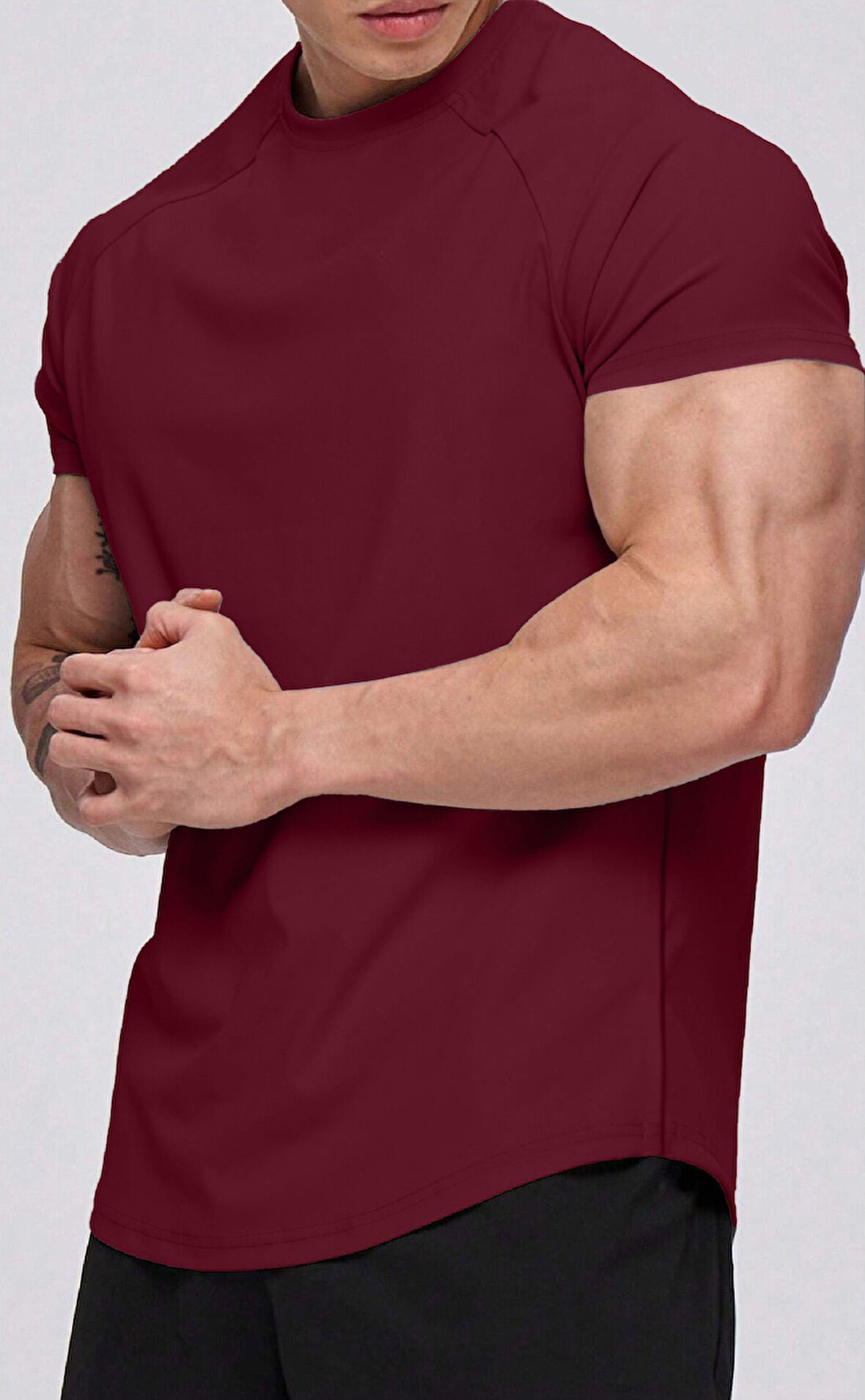 Ghassy Co. Erkek Running Sports Reglan Oval Kesim Penye T-shirt