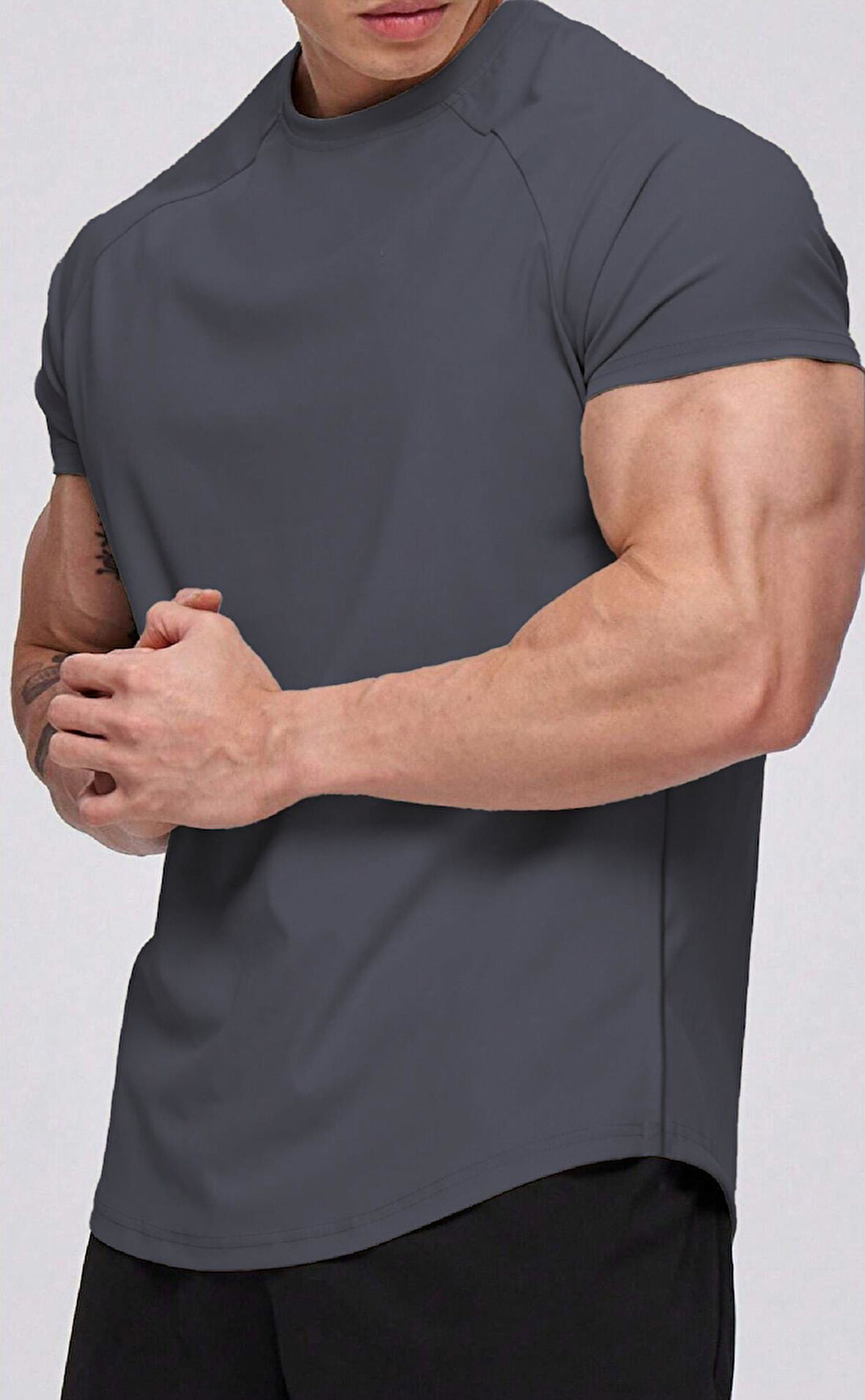 Ghassy Co. Erkek Running Sports Reglan Oval Kesim Penye T-shirt