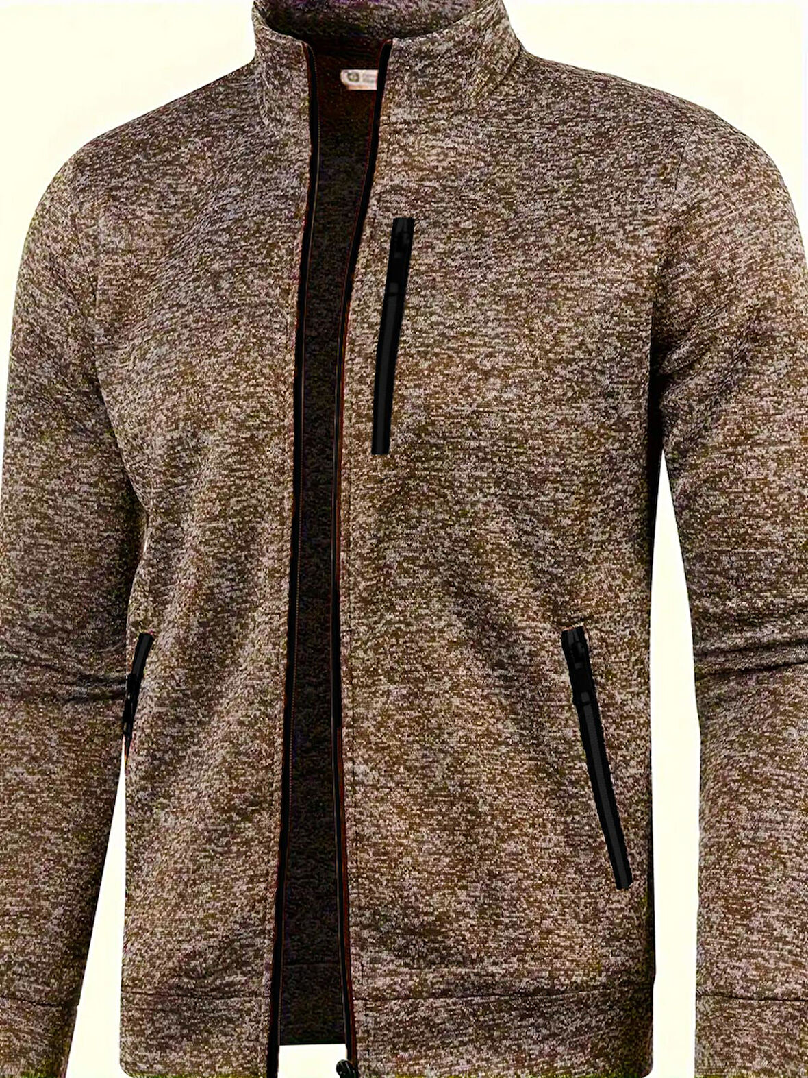 Ghassy Co. Erkek Kırçıllı Yüzey Hafif Rüzgar Geçirmez Tam Fermuarlı Polar Ceket