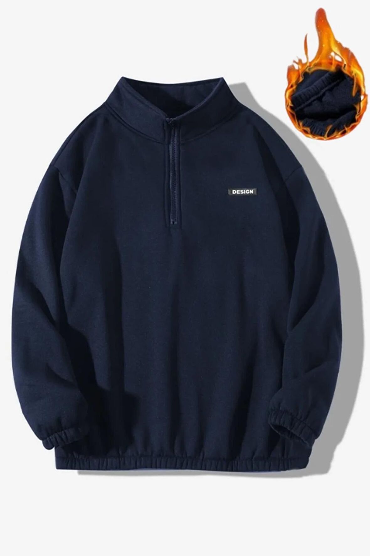 Ghassy Co. Erkek Yarım Fermuarlı Oversize Bel ve Kol Lastikli İçi Polarlı Sweatshirt