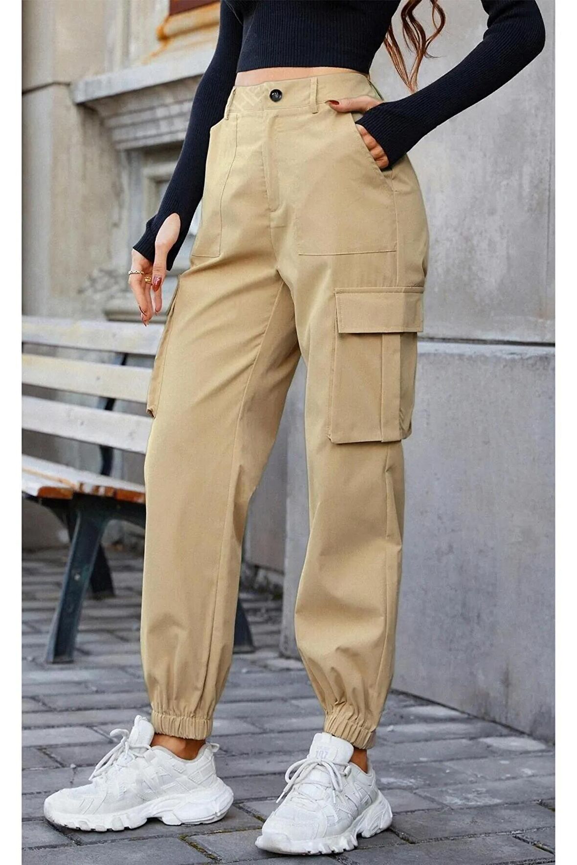 Ghassy Co. Kadın Hiking Cargo Hızlı Kuruma Hafif Esnek Cepli Kargo Pantolon
