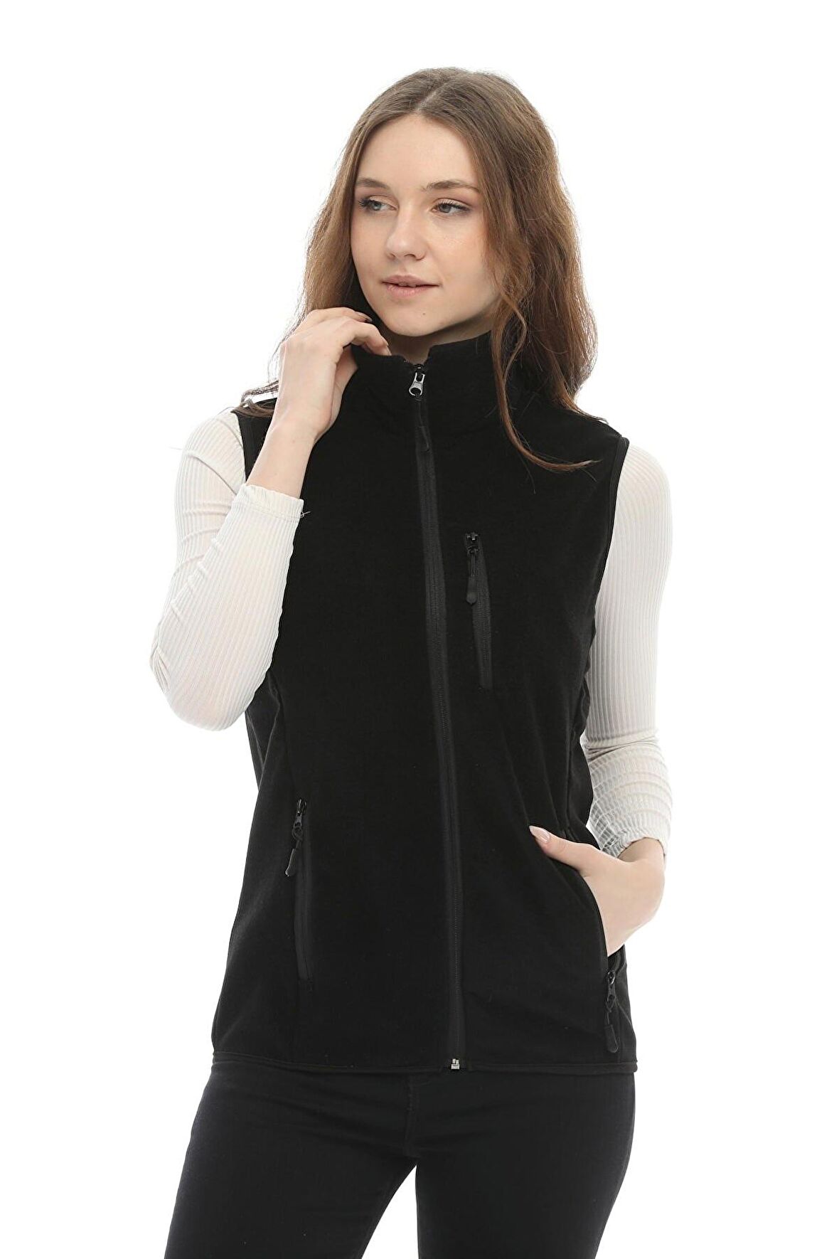 Ghassy Co. Kadın Çok Cepli Polar Yelek 