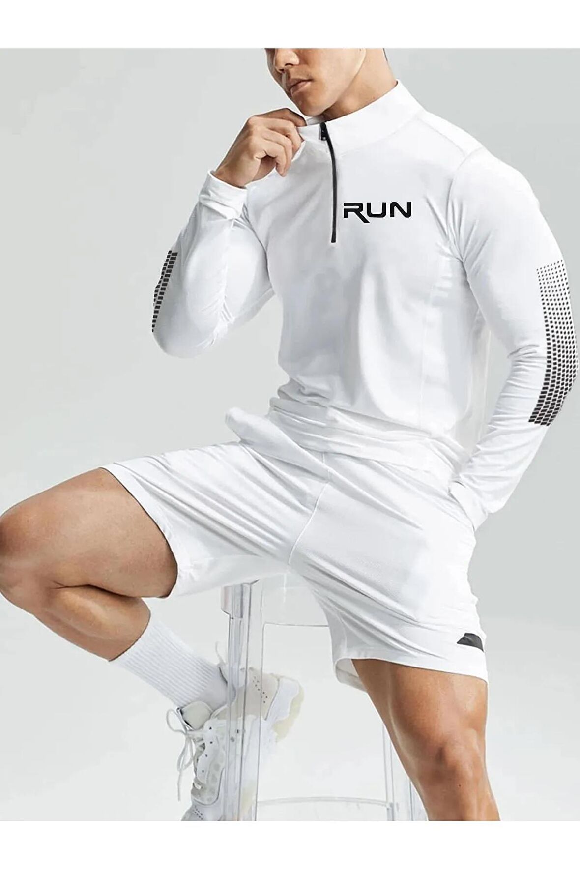 Ghassy Co. Erkek Running Hızlı Kuruma Nem Emici Teknik Performan Uzun Kollu T-shirt