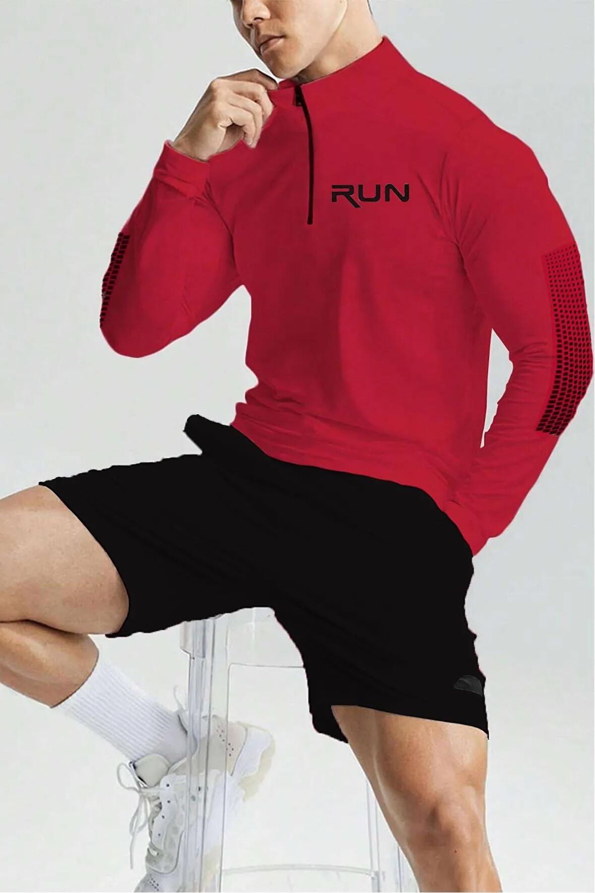 Ghassy Co. Erkek Running Hızlı Kuruma Nem Emici Teknik Performan Uzun Kollu T-shirt