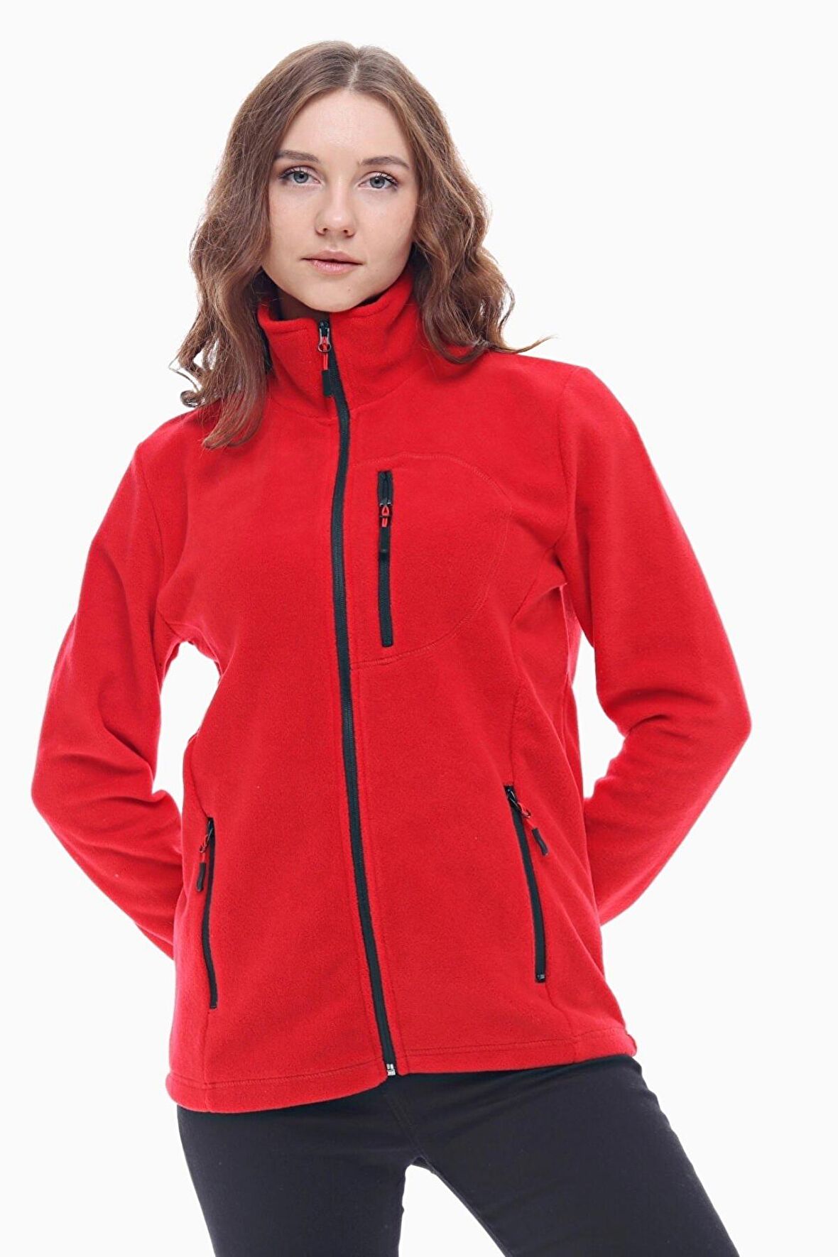 Ghassy Co. Kadın Tam Fermuarlı Kalın Outdoor Polar Ceket 