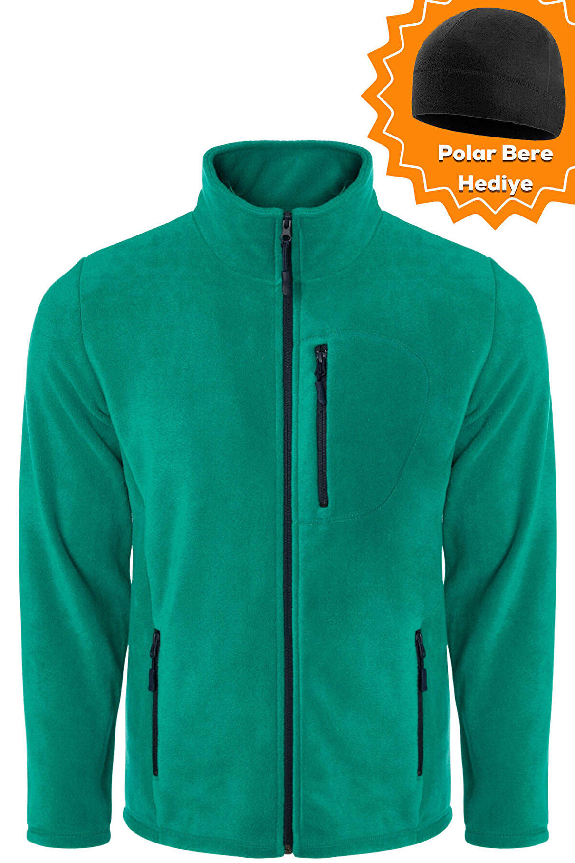 Ghassy Co. Erkek Pro Rüzgar Geçirmez 5 Cepli Outdoor Tam Fermuarlı Polar Ceket