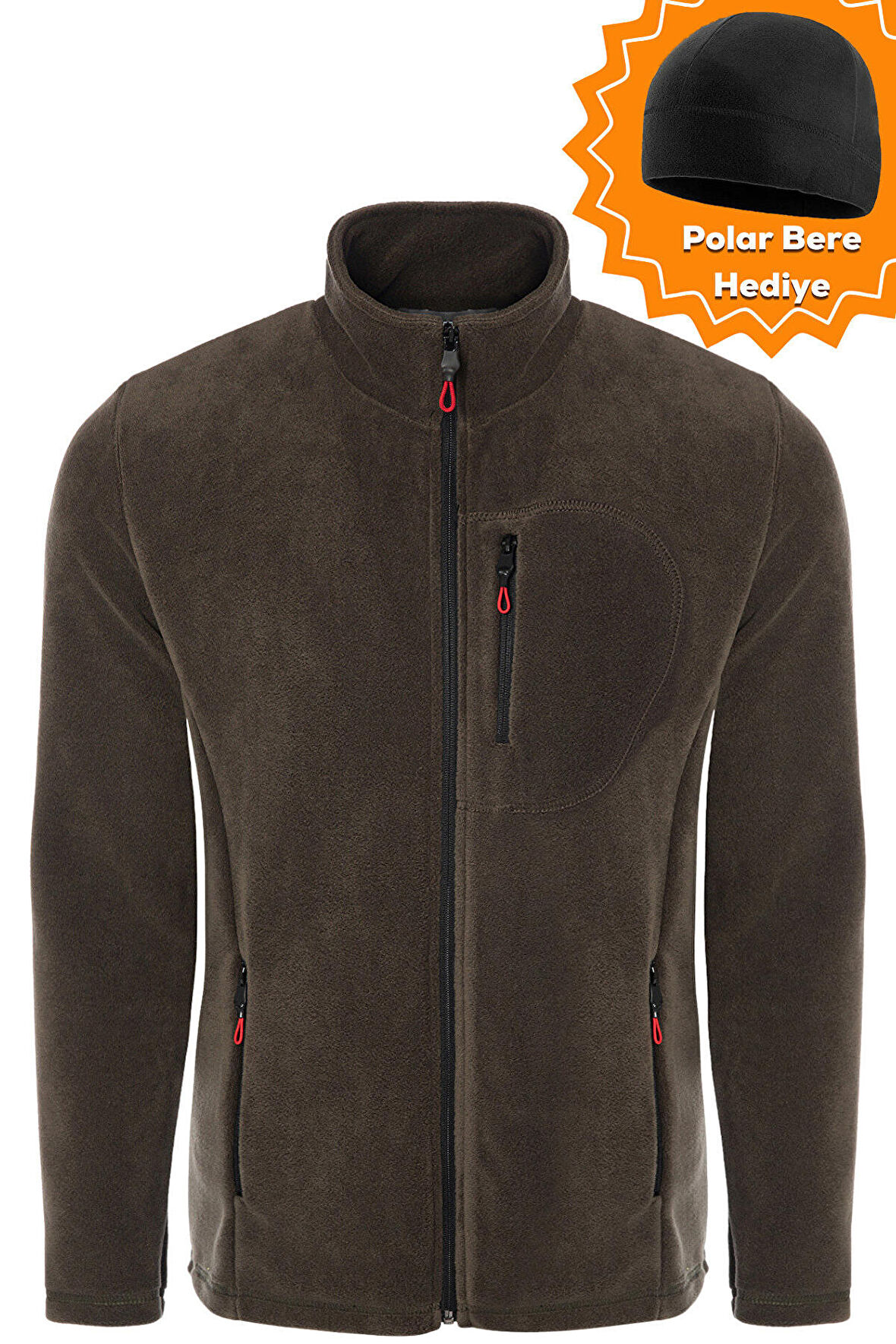 Ghassy Co. Erkek Pro Rüzgar Geçirmez 5 Cepli Outdoor Tam Fermuarlı Polar Ceket