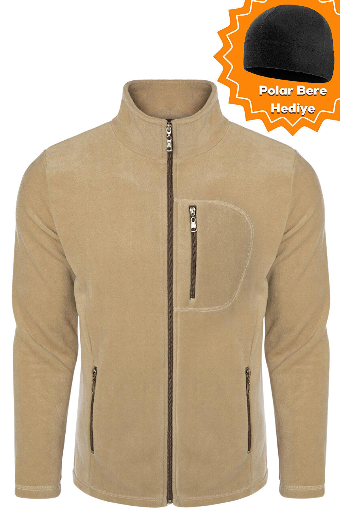 Ghassy Co. Erkek Pro Rüzgar Geçirmez 5 Cepli Outdoor Tam Fermuarlı Polar Ceket