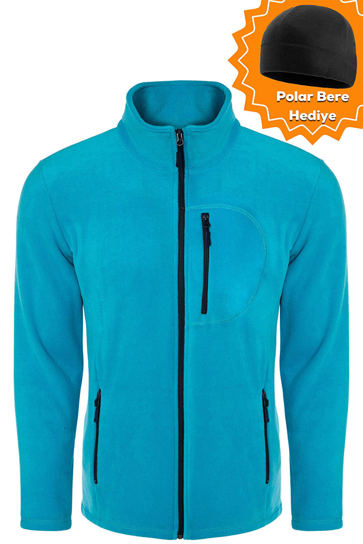 Ghassy Co. Erkek Pro Rüzgar Geçirmez 5 Cepli Outdoor Tam Fermuarlı Polar Ceket