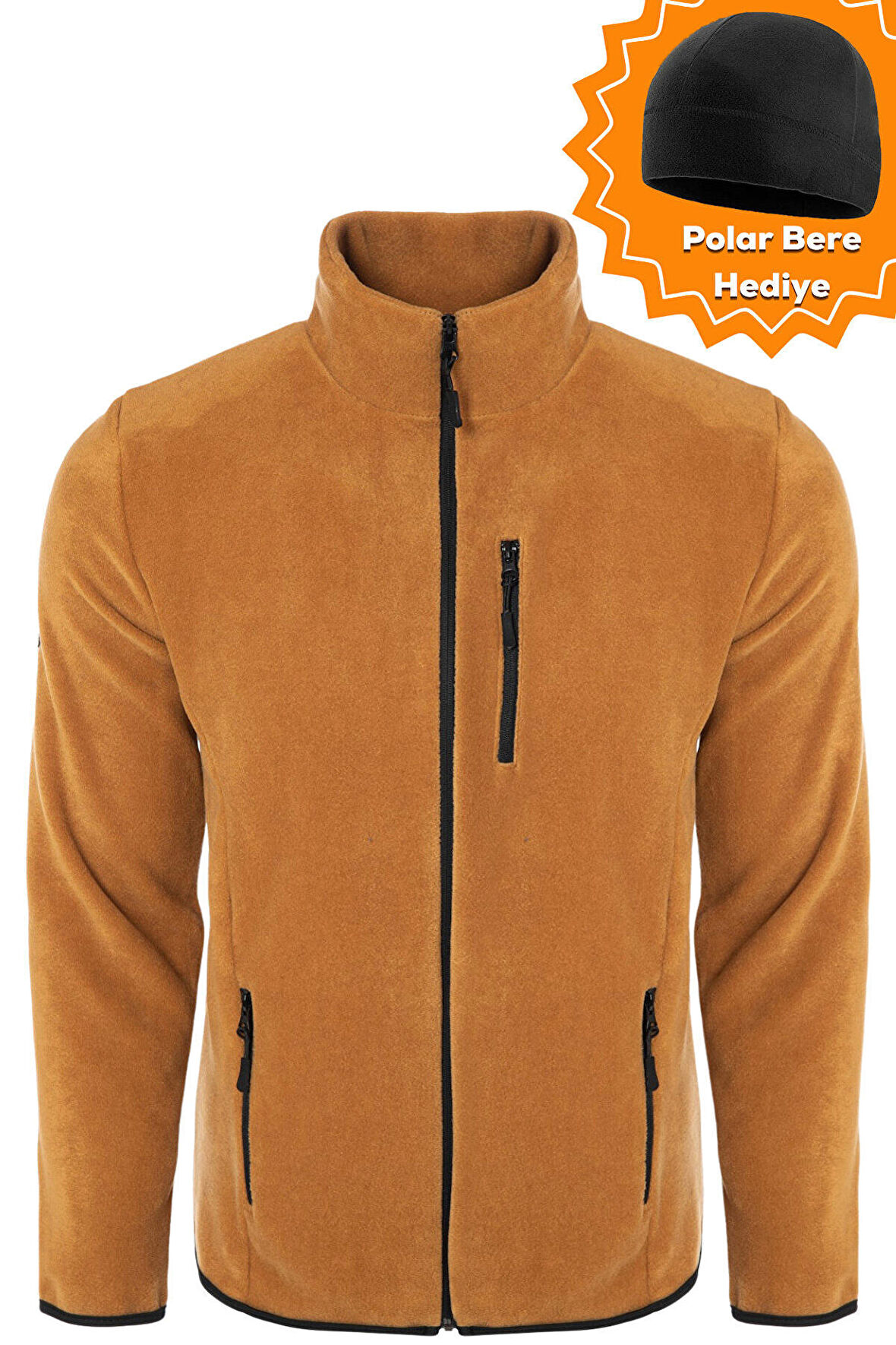 Ghassy Co. Erkek Pro Rüzgar Geçirmez 5 Cepli Outdoor Tam Fermuarlı Polar Ceket