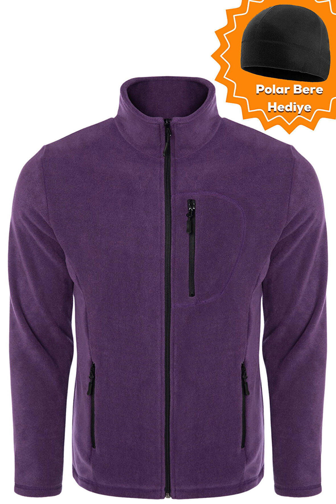 Ghassy Co. Erkek Pro Rüzgar Geçirmez 5 Cepli Outdoor Tam Fermuarlı Polar Ceket