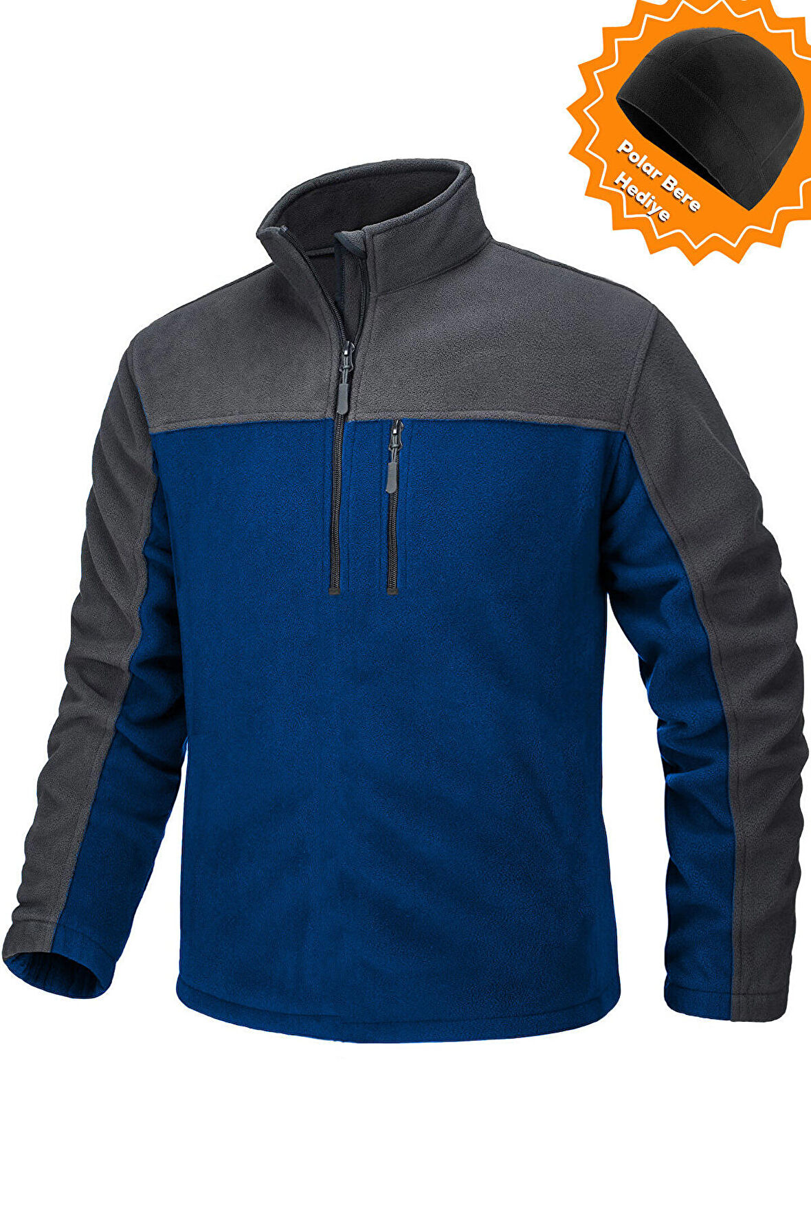 Ghassy Co. Erkek Quarter Zip Yarım Fermuarlı Cepli Polar