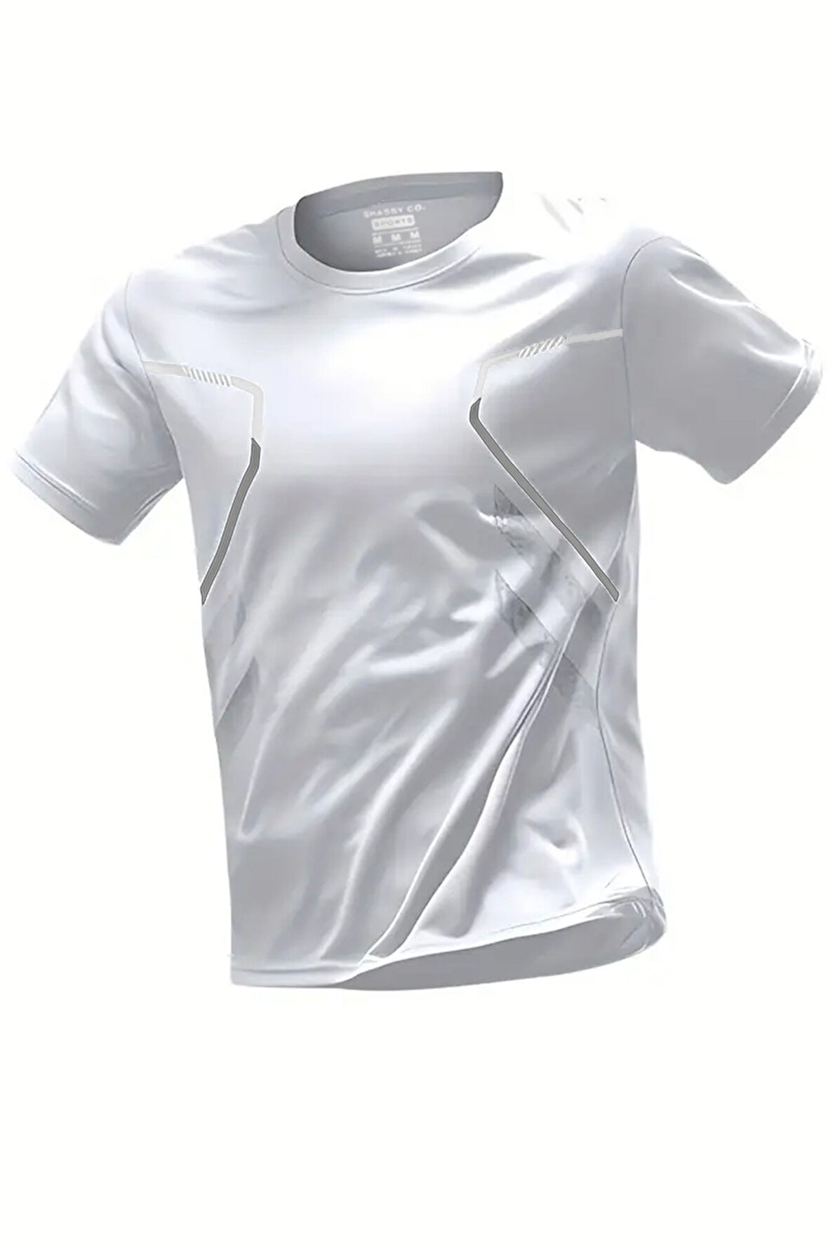 Ghassy Co. Erkek Ultra Esnek Nem Emici Vücut Geometrik Hızlı Kuruyan Hafif Spor T-shirt