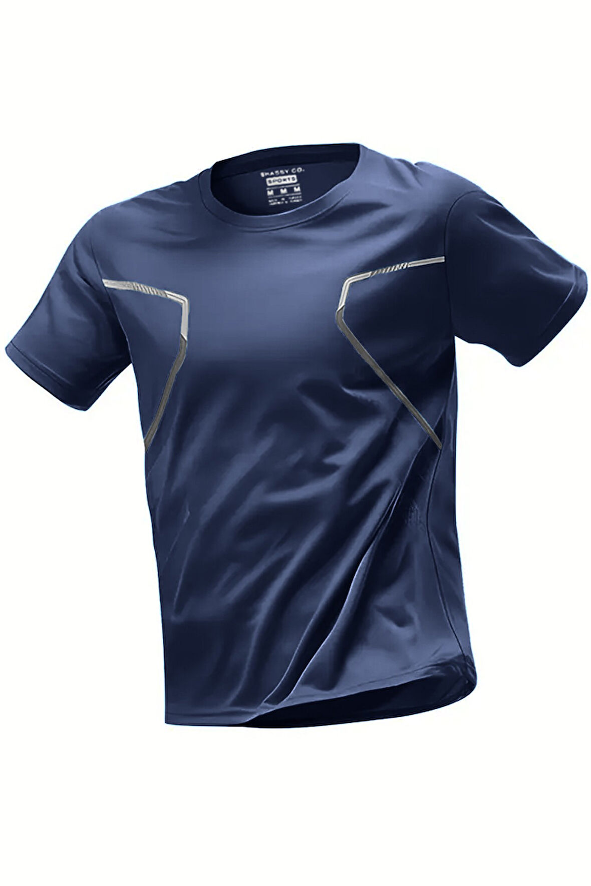 Ghassy Co. Erkek Ultra Esnek Nem Emici Vücut Geometrik Hızlı Kuruyan Hafif Spor T-shirt