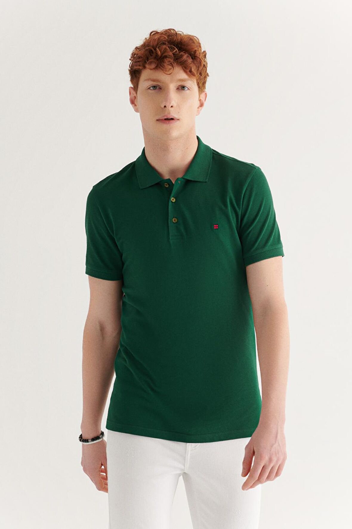 Erkek Yeşil %100 Pamuk Serin Tutan Standart Fit Normal Kesim Polo Yaka T-Shirt E001004