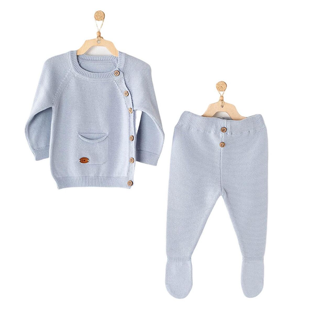 Andywawa AC23260 Knitwear 2Li Bebek Triko Takım Blue