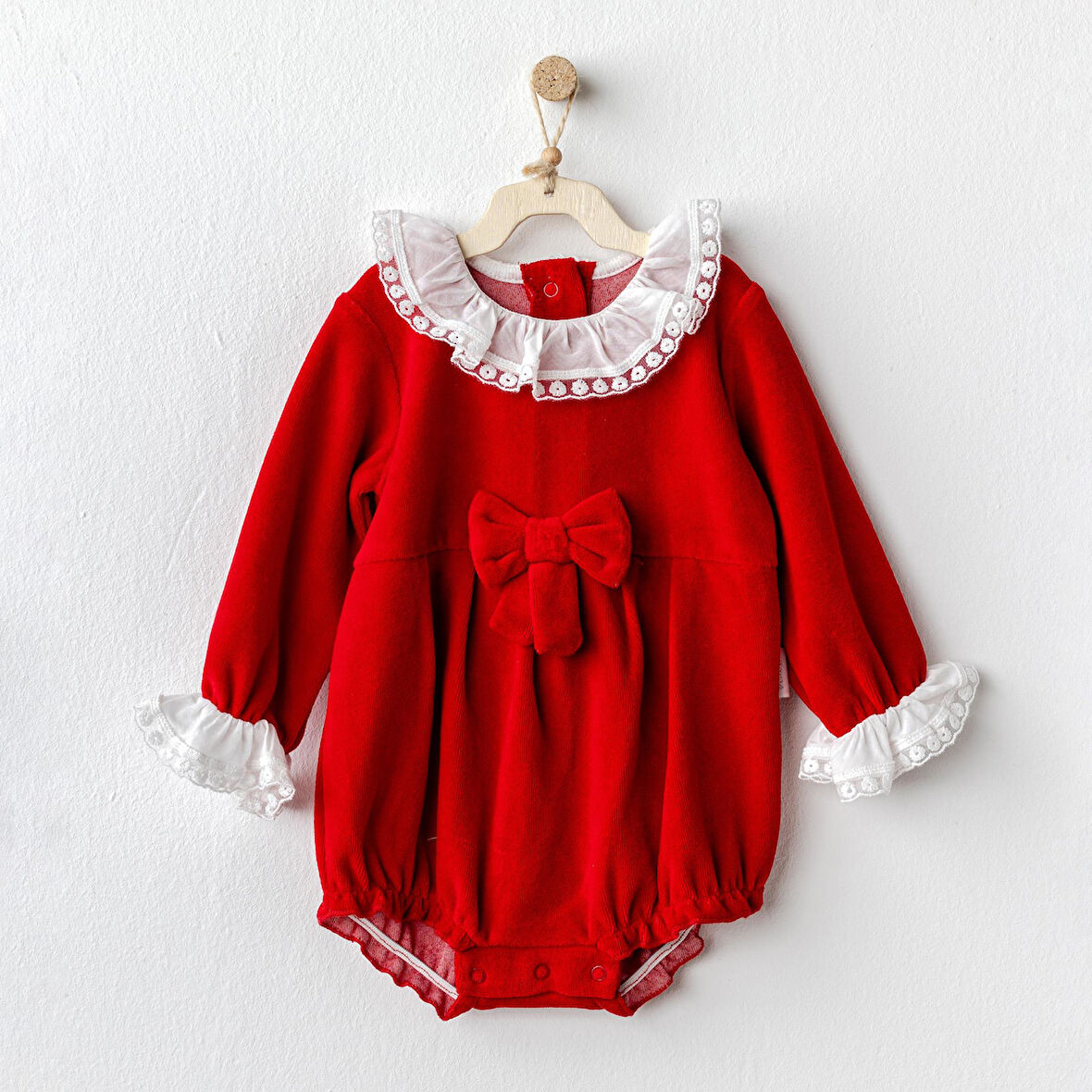 Kız Bebek Tulum Romper Velvet Happy Newyear AC25323