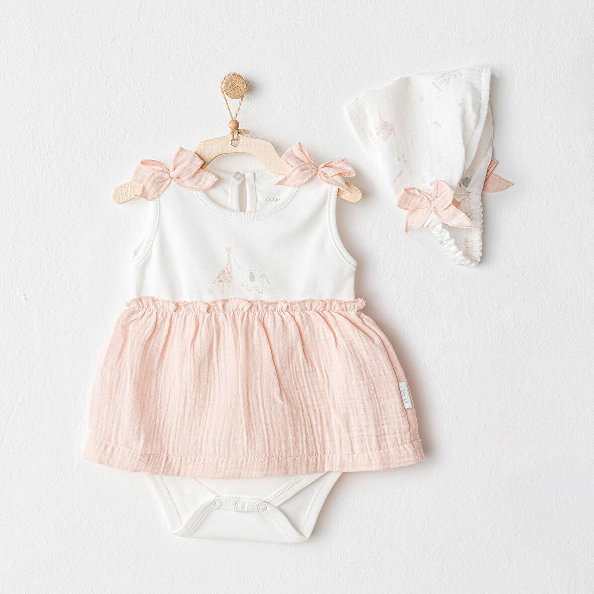 Kız Bebek Elbise Takim Dress Band Set Love Family AC25505