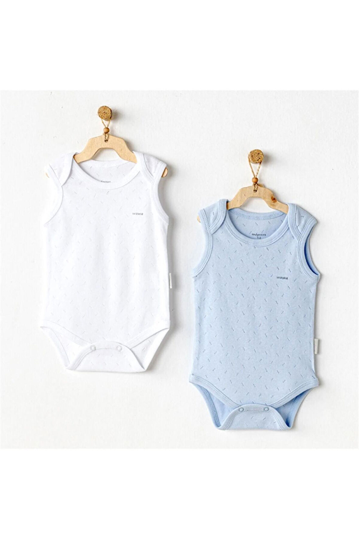 Andy Wawa Bebek Mavi Beyaz 2'li Body AC25553