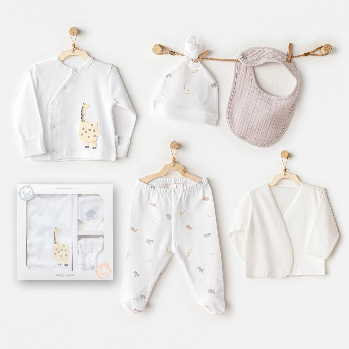 Erkek Bebek Hastane Çikişi 5 Pcs Newborn Set Little King AC25800