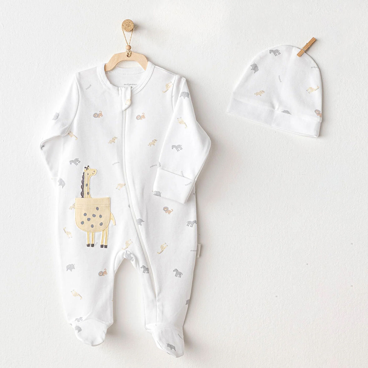 Erkek Bebek Tulum Takim Romper Hat Set Little King AC25803