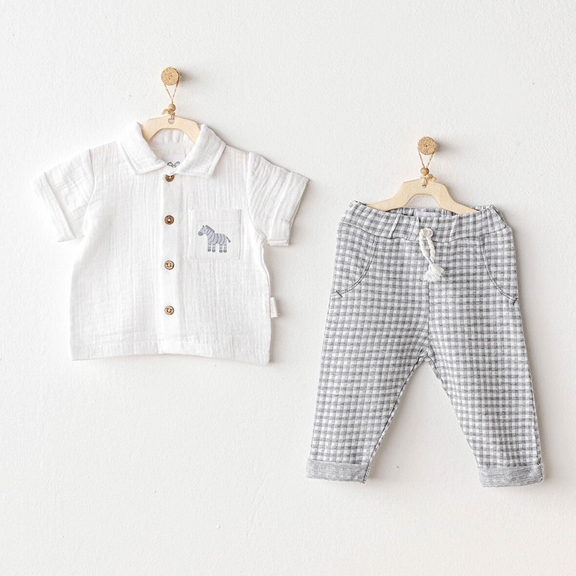 Erkek Bebek Takım 2 Parça Set Little King AC25813