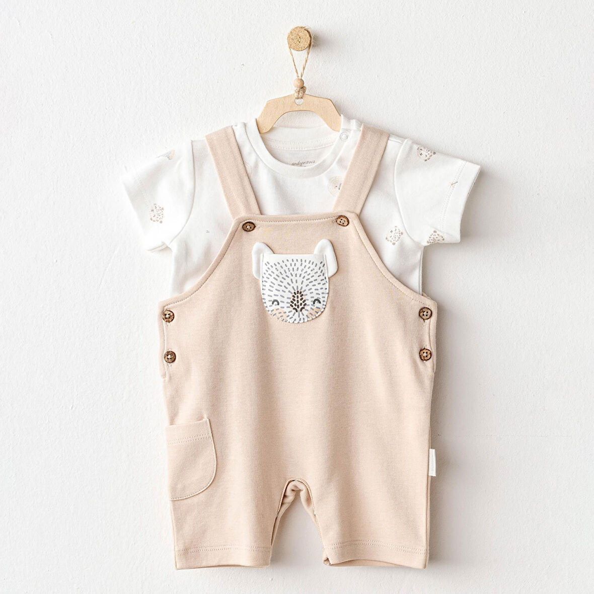 Erkek Bebek Salopet Takım Jumpsuit Set Happy Animals AC25845