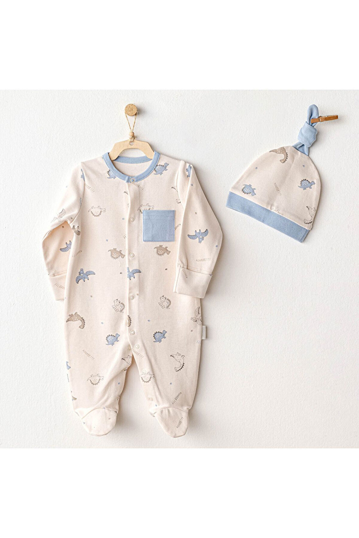 Andy Wawa Bebek Romper Hat Set Dino Takım Tulum AC25919