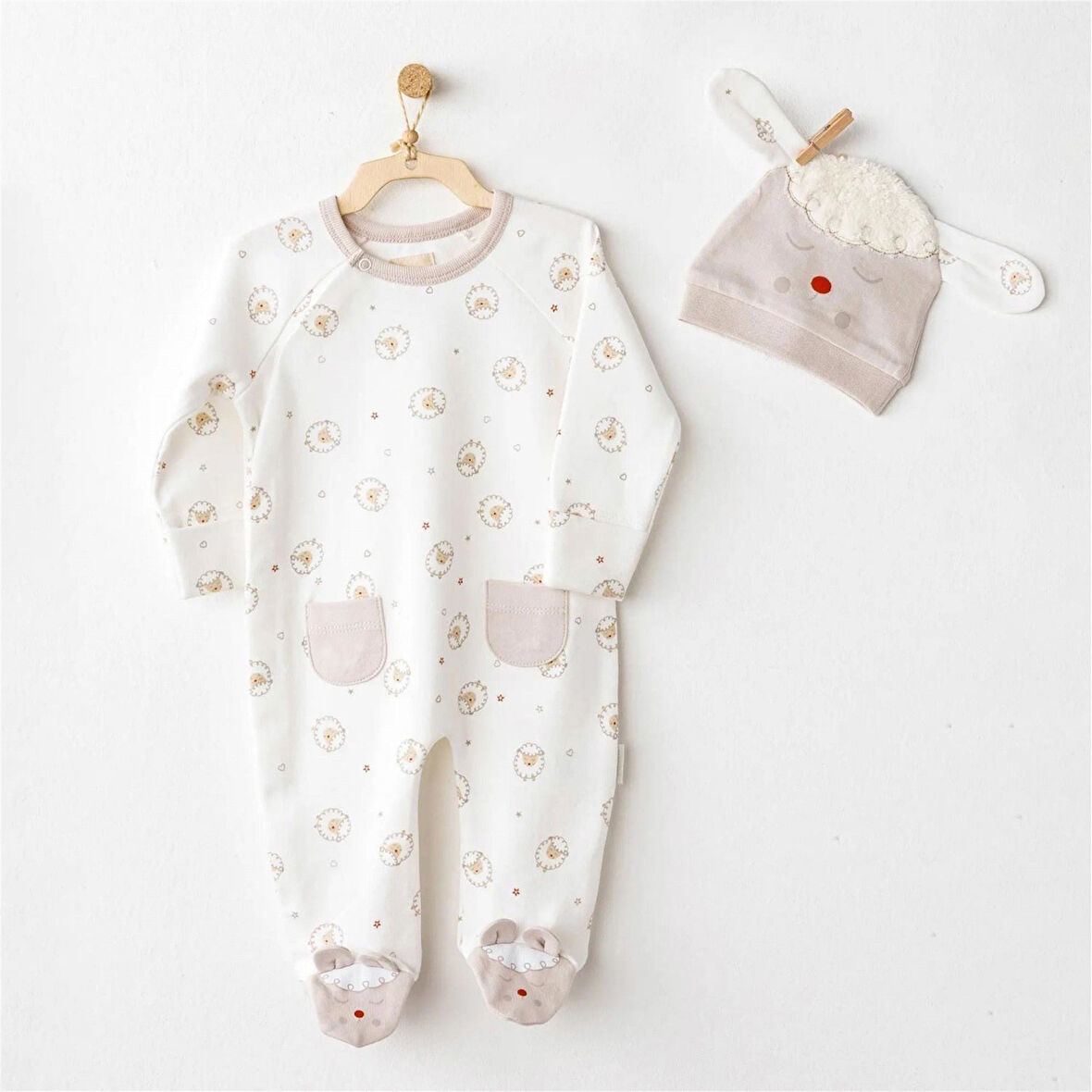 Andywawa Bebek Tinny's Sheep Romper Şapka Tulum Set AC26154