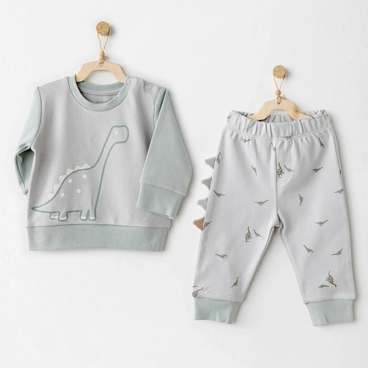 Andywawa AC26005 Mummy S Snuggle Saurus 2`li Bebek Takım Yeşil