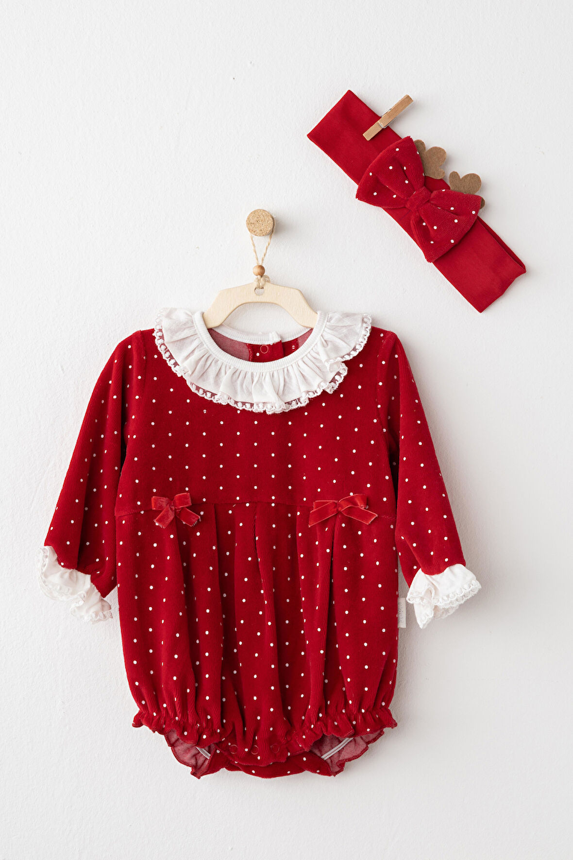 Kız Bebek Tulum Takım Romper Band Set Party AC26313