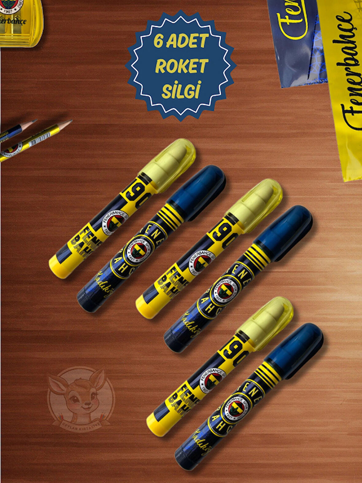 6lı FB Fenerbahçe Taraftar Roket Silgi (6lı Set)