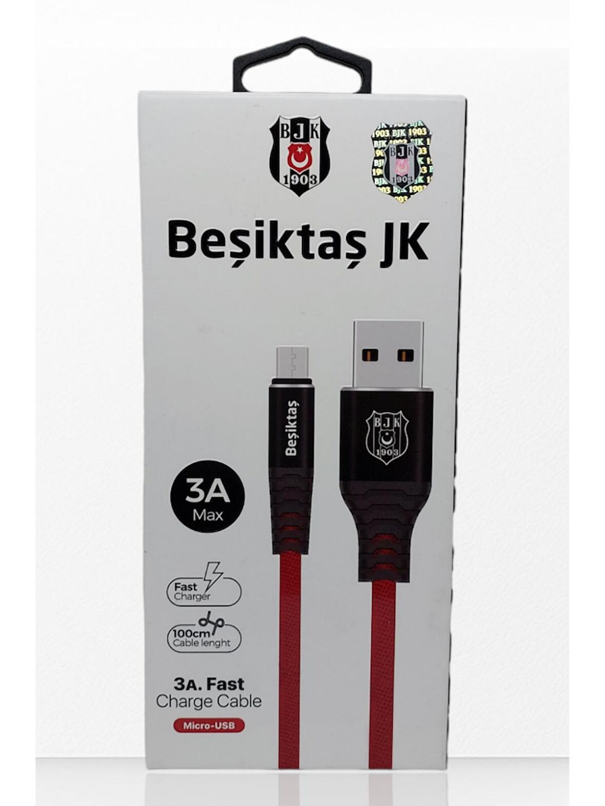 Beşiktaş Micro USB Hızlı Şarj Aleti Kırmızı