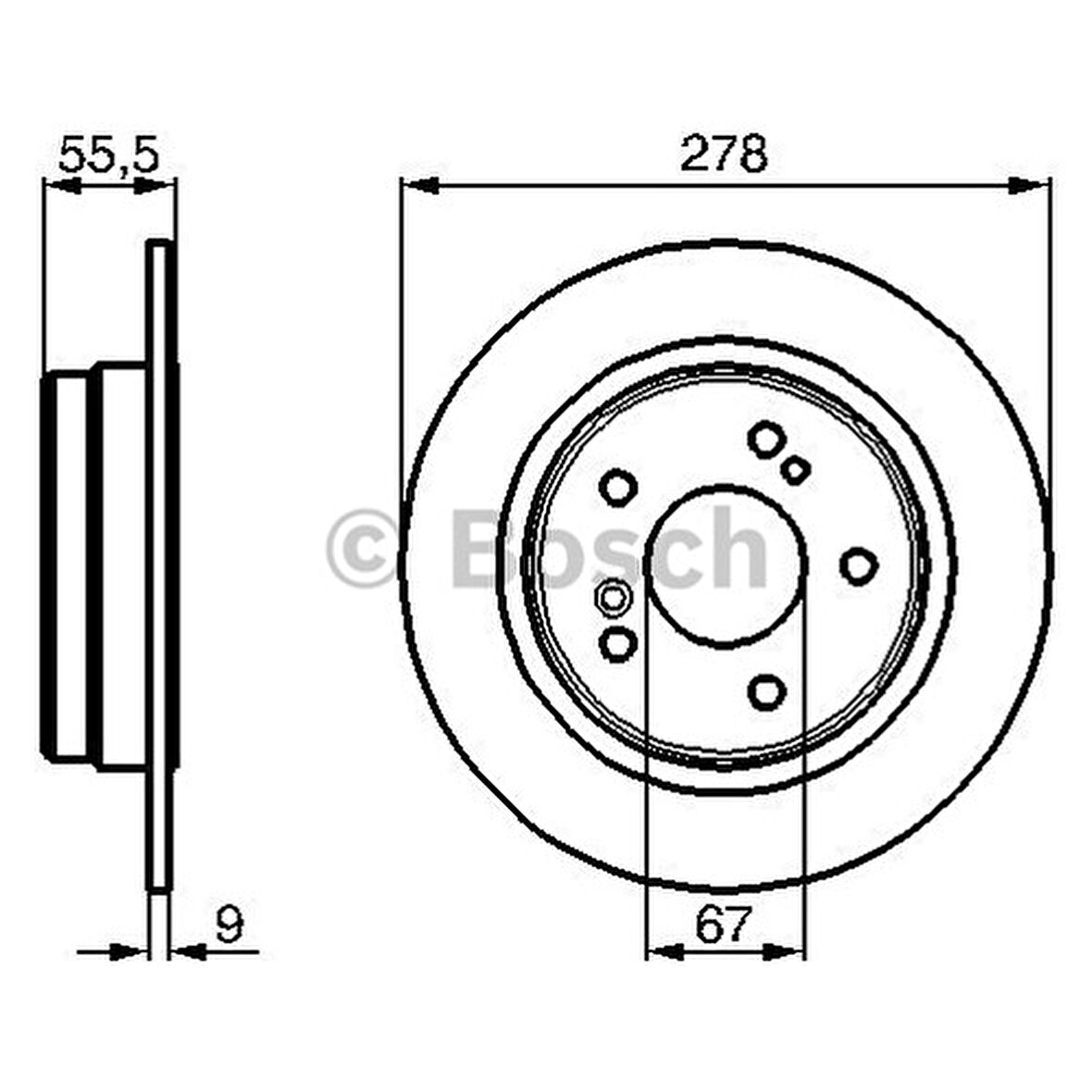 Bosch Fren Diski Arka 5D 278Mm W202 W203 C208 C209 W210 R170