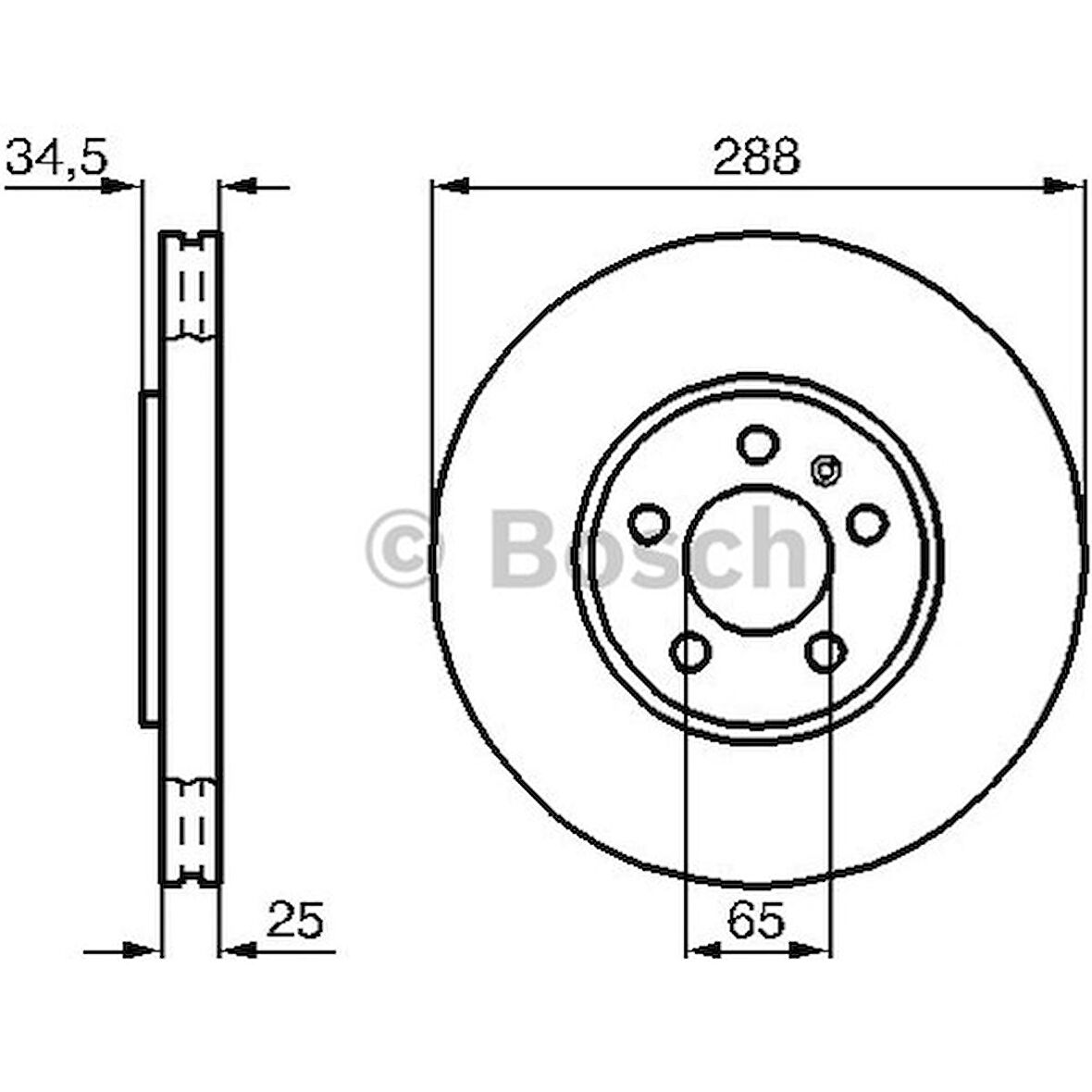 Bosch Fren Diski Ön 4D 288Mm Golf Iv 98
