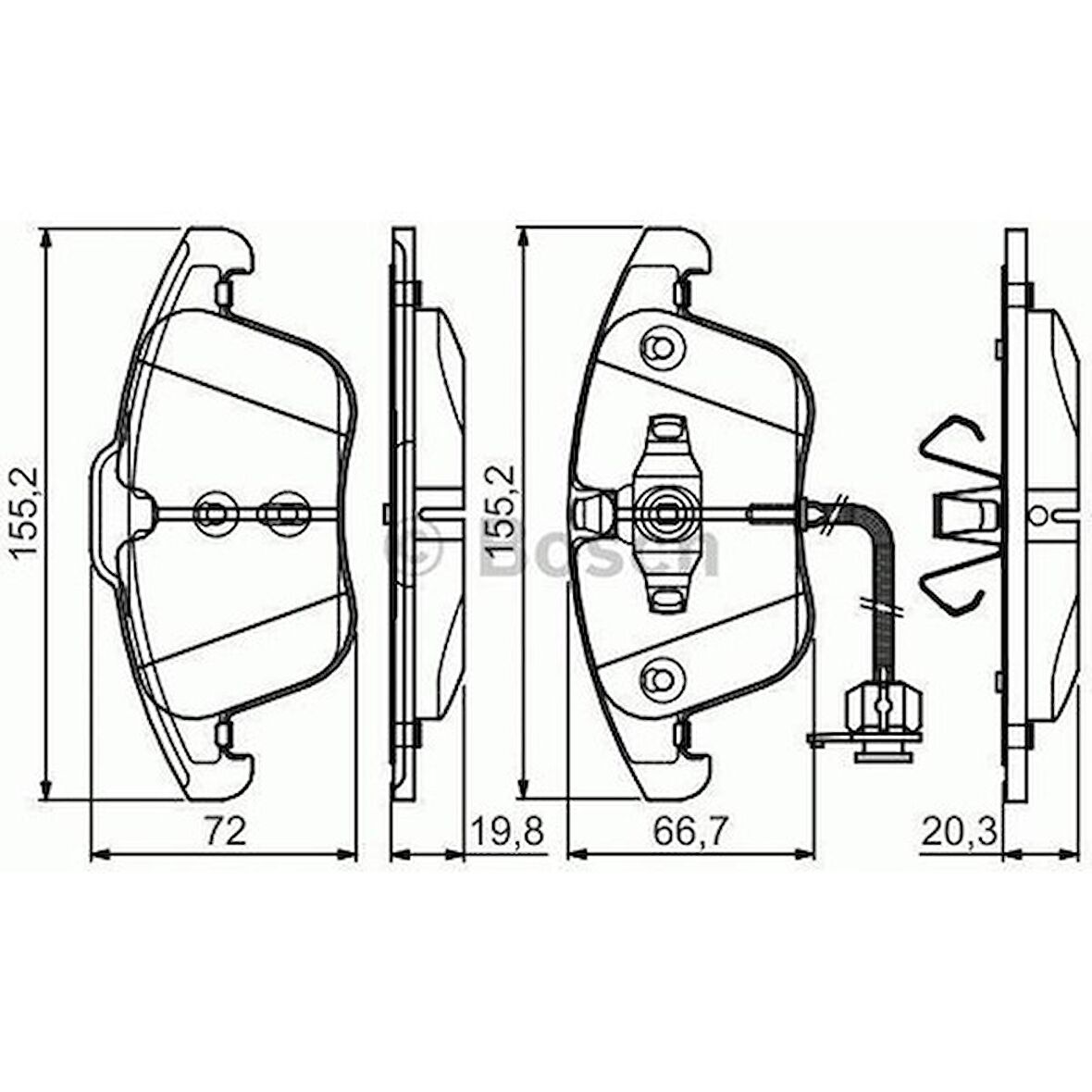 Bosch Fren Balatası Ön 155Mm A4 1.8 Tfsı 08