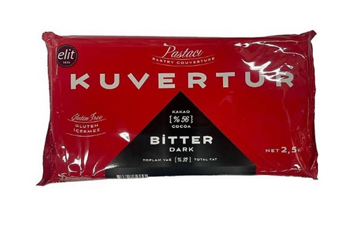 Elit Bitter Kuvertür 2,5 Kg %56 Kakao Pastacı Seri